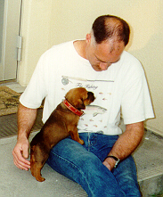 Dodger (with Paul) at 5 weeks