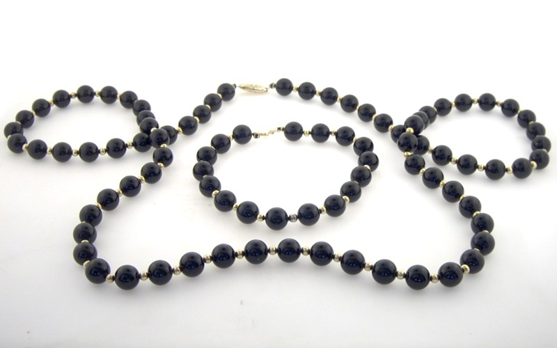 Black Onyx Bead Bracelet Necklace