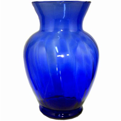 Cobalt Glass Optic Swirl Vase