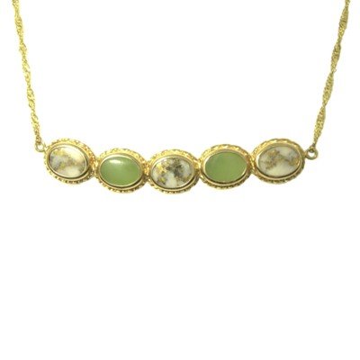 Gold in Quartz and Jade Pendant