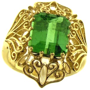 Green Tourmaline Filigree Ring