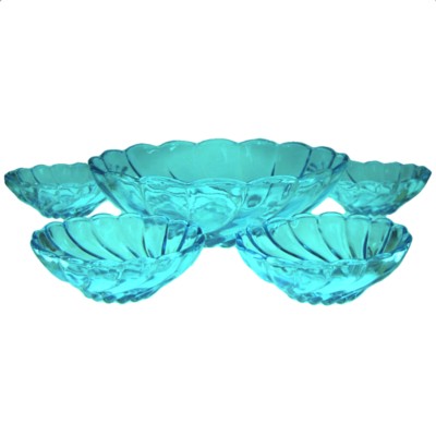 Hazel Atlas Seashell Capri Blue Bowls