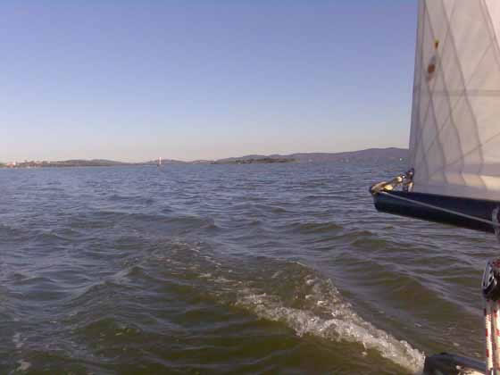 Sailing up Tuggerah Lake