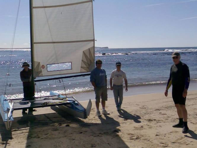 Geoff's boat with Rimmo, Brandon and Danny - Birdie Is in distance