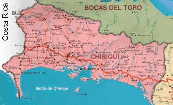 Chiriqu&iacute;: Mapa Pol&iacute;tico de la Provincia