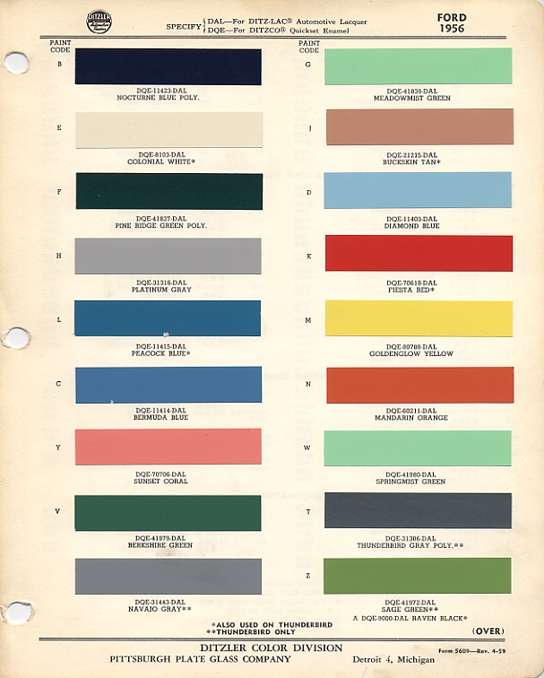 1962 Ford thunderbird paint colors #7