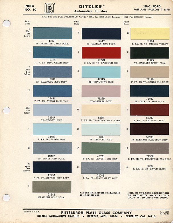 1961 Ford thunderbird paint colors #1