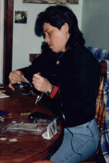 Tracy etching a wine glass