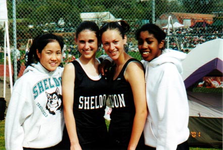 From left to right:Kirsten, Me, Wendy, and Briana at relay meet for track 2001