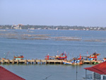 The fishing pier to get in and out of the boat, and the fishing trap in front of the shrine
