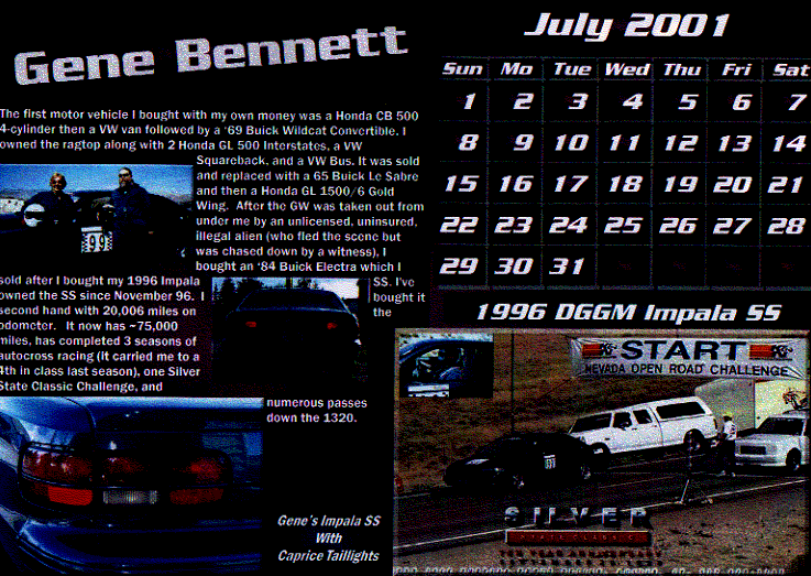 Sample Page From 2000/01 Calendar