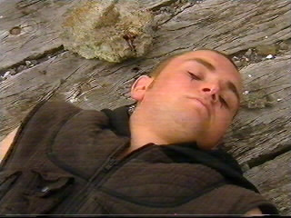Ryan out cold . . . . . . .he's 'avin a kip, "DO NOT DISTURB"