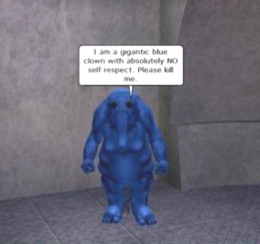 Shhh! Don't tell anybody it's really me hiding in a big, blue elephant. Hee hee hee!