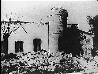 Burnt and demolished Bayraktar Mosque.