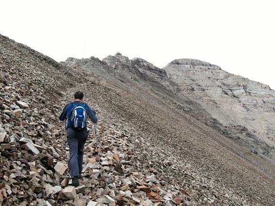 NE Ridge of Castle Peak (Class 2+) avoiding the snowfield on our ascent