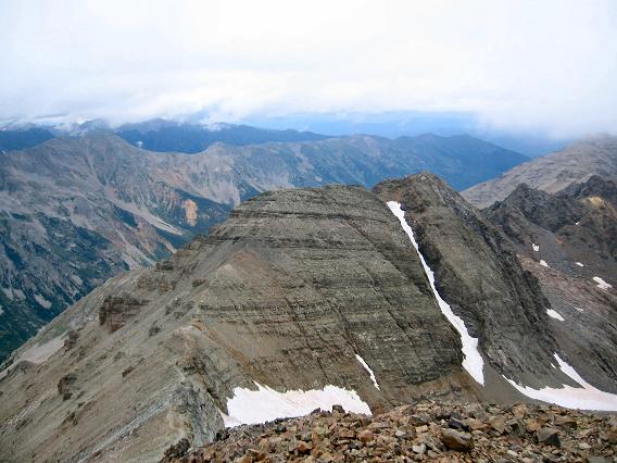 The view of Conundrum Peak from Castle Peak