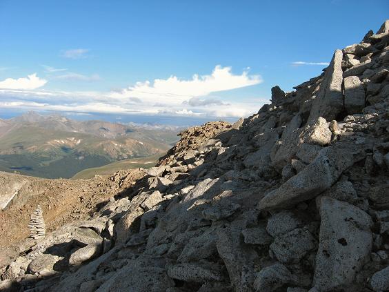 A closer look at the terrain on the west ridge of Mt Evans