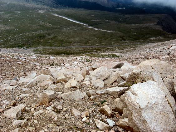 A look at the descent route on Mt Evans