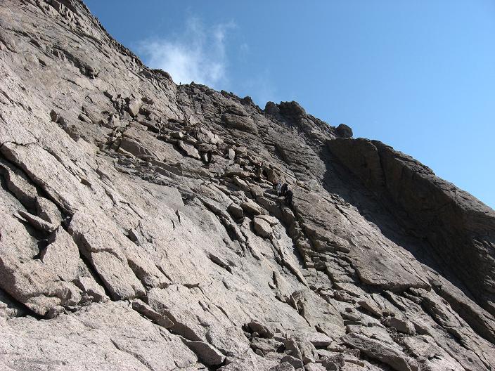 The hands on begins it's dry you can win, take your time the summit is sublime - Longs Peak
