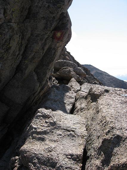Well time to scare ourselves, you look around the corner first - Longs Peak