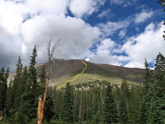 And finally the nasty descent slope down Mt Columbia