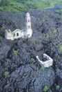 Aerial Of Buried Church In Lava