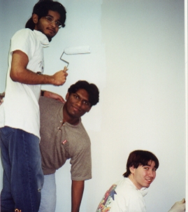 Nash, Ruwan and Dom like to sing while they paint!