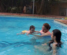 Even the 7 months old camper wants to learn how to swim! 