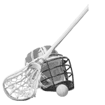 Stick, helmet, and ball
