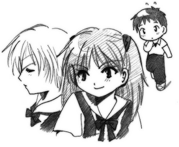 Rei, Asuke and Shinji