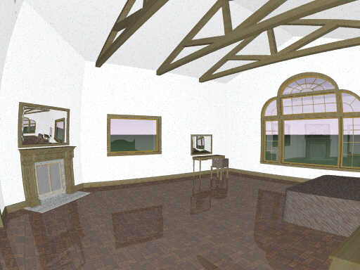 Ultra-wide-angle view of a Master Bedroom