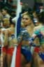 Alina Kabayeva with the Russian flag