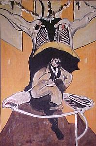 second version of painting 1946, 1971
(after francis bacon)
oil on hardboard 24x36
6 march 2003