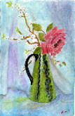 Rose in Green Vase.
