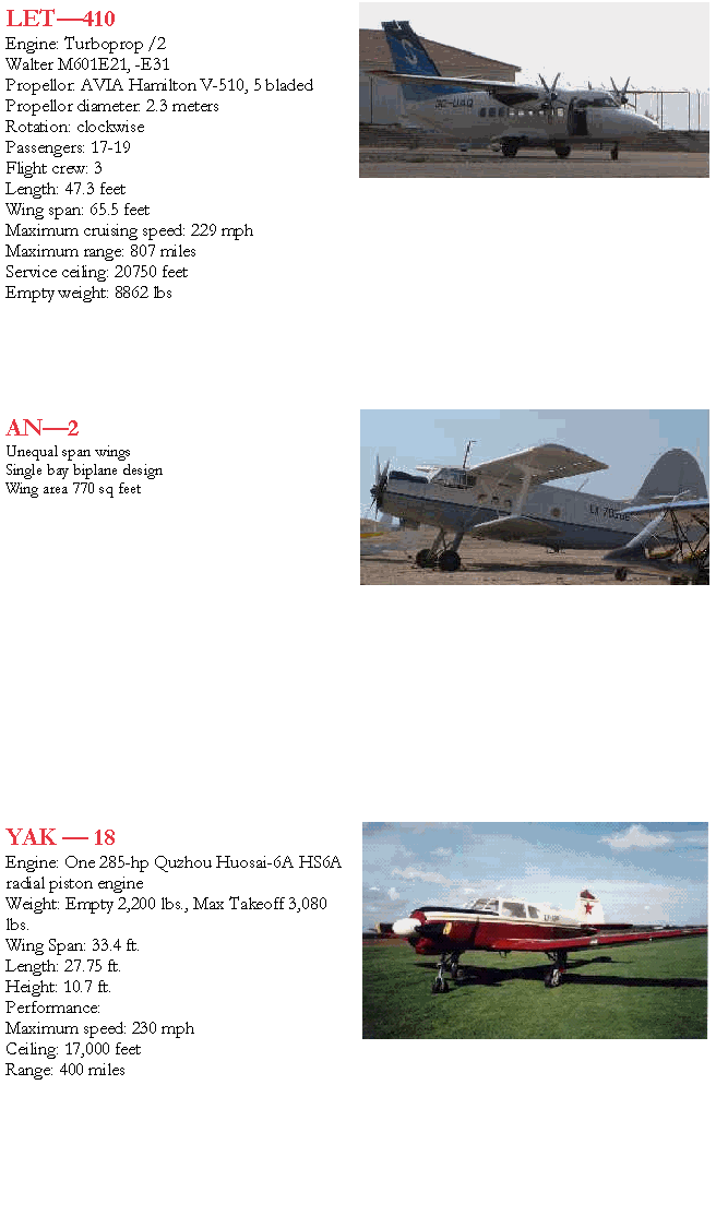YAK - 18  LET - 410  AN - 2