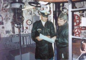 Aboard U 80 KvtKpt. Steiner and IWO Ritter plot convoy position.