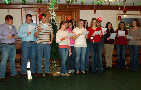 The fall pledge class of 2007, singing their Christmas Carol.