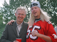 Me and the Commish of the CFL, Tom Wright. I told him he did well singing the national anthem on national TV, and he told me it was his daughter that kept him calm