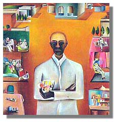 Man with a Bouquet of Plastic Flowers by Bhupen Khakar