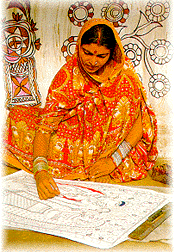 A Madhubani artist