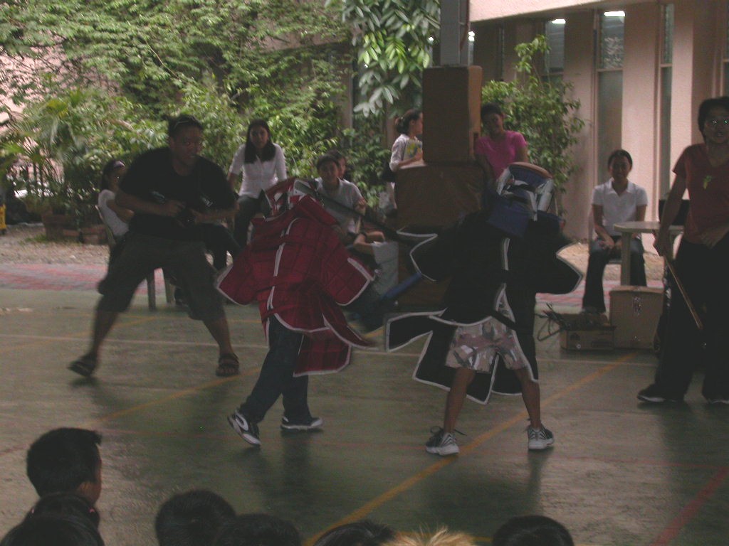 The children demonstrating arnis, an indigenous form of martial art.