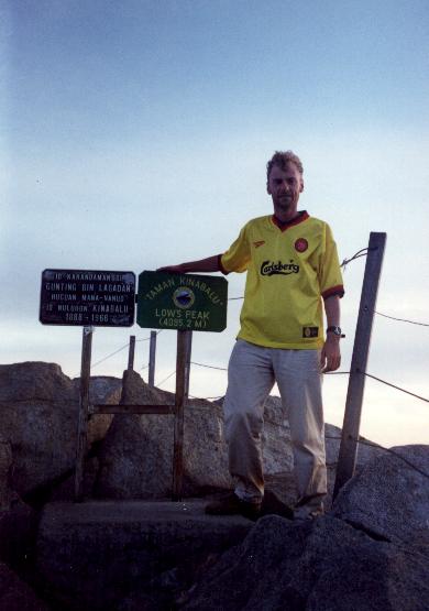 On the summit of Kinabalu, 5.45am Saturday 7th August, first day of Liverpool's triumphant 1999-2000 season...
