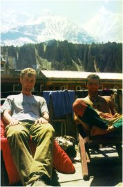 Gunther acclimatizing, me getting sunburnt