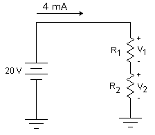 Se hacen simultáneas dos ecuaciones, una planteada
por el Divisor y otra por la Ley de Ohm.