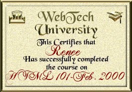 WebTech University Certificate....