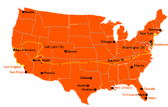 our itinerary from coast to coast