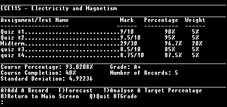 UTGrade course screen