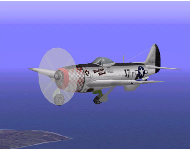 15,700 planes produced, starting in March, 1942. 
P-47D specs: 430 MPH, eight 50 caliber machine guns