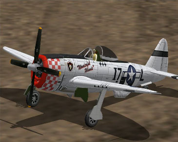 The standard armament package found on the P-47 was eight .50 Cal. machine guns in the wings. Additionally, most Thunderbolt versions were capable of carrying a sizable external payload of bombs, rockets, and/or fuel tanks attached to wing hardpoints.