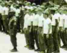 697th 2nd Platoon in formation for the mess hall chow time...